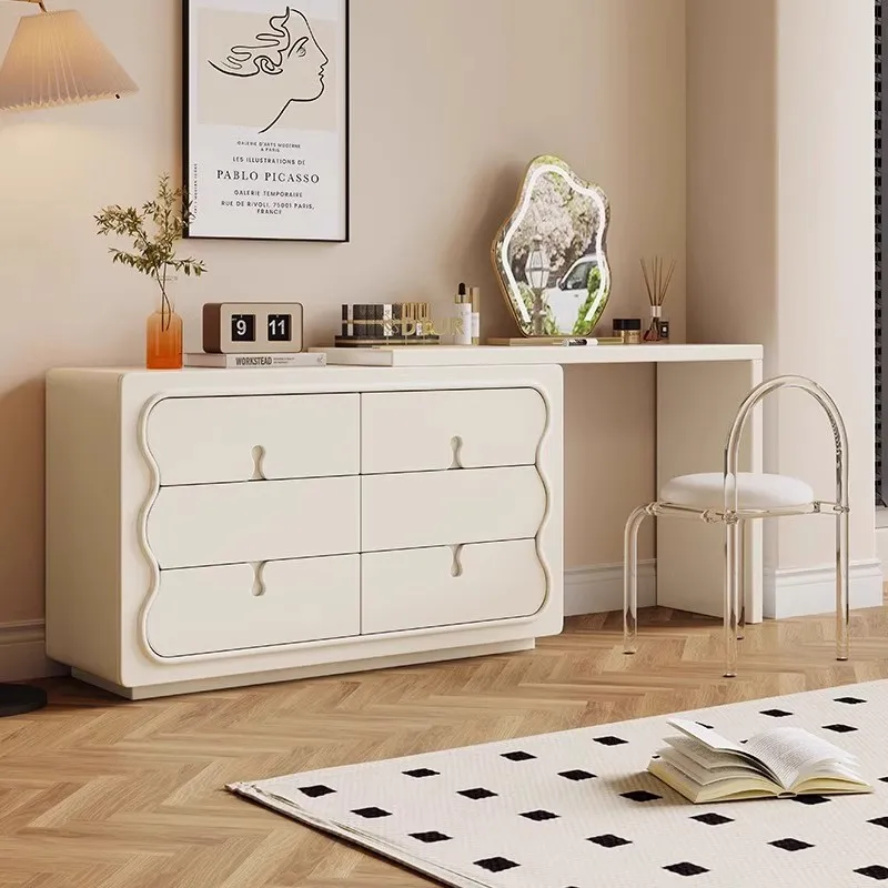 

Modern Storage Drawers Vanity Table Luxury Bedroom Makeup Drawer Dressing Table LED Light Mirror Penteadeira Quarto Furniture