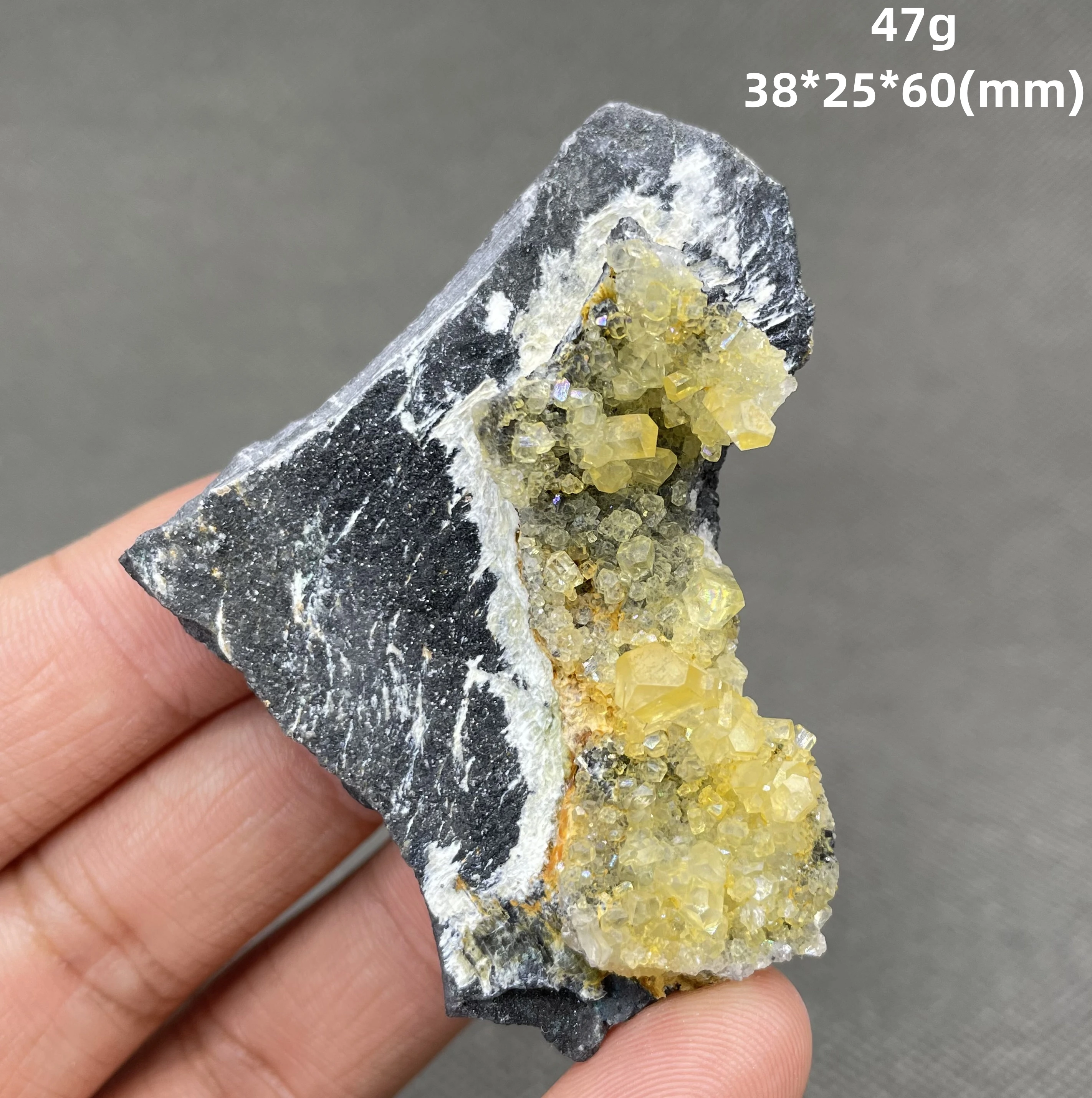 Natural Hexahedral column calcite mineral specimen + healing quartz crystals and stones rock gemstone - view 2