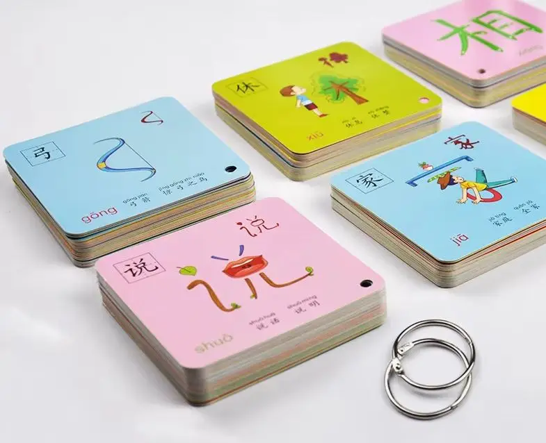 Learn Chinese Characters Flashcards Pictographic Chinese Flash Card For 0-8 Years Kids Children 8x8cm Learning Cards 504 Pages