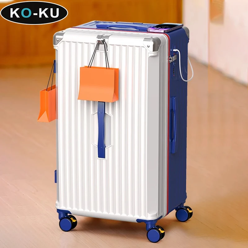 KO-KU 28 32'' Large Capacity Luggage 2025 New Travel Suitcase 3:7 Capacity Increase Multi-function Roller Luggage Zipper