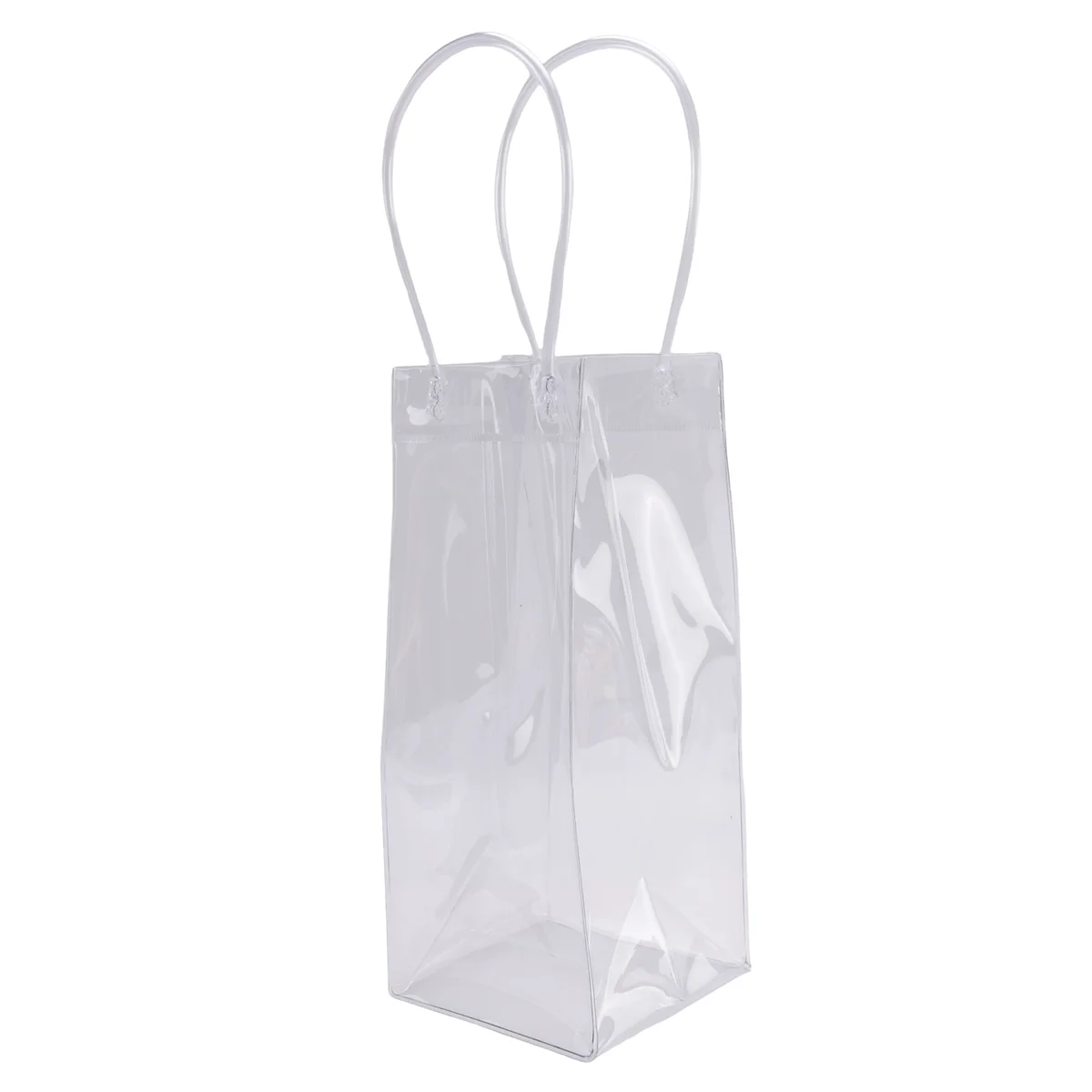 RIRI Confezione da 10 sacchetti refrigeranti per vino, sacchetti per il ghiaccio, sacchetti refrigeranti per bottiglie di vino portatili in PVC trasparente, sacchetti per il ghiaccio per champagne con manico