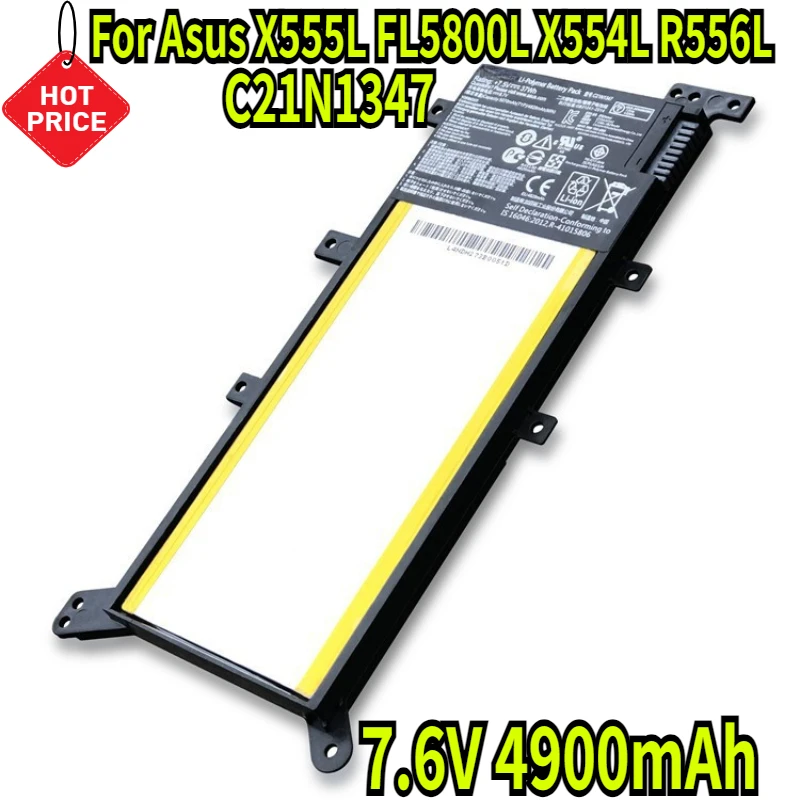 7.6V 4900mAh New for Asus C21N1347 X555L FL5800L X554L R556L F554L Laptop Battery