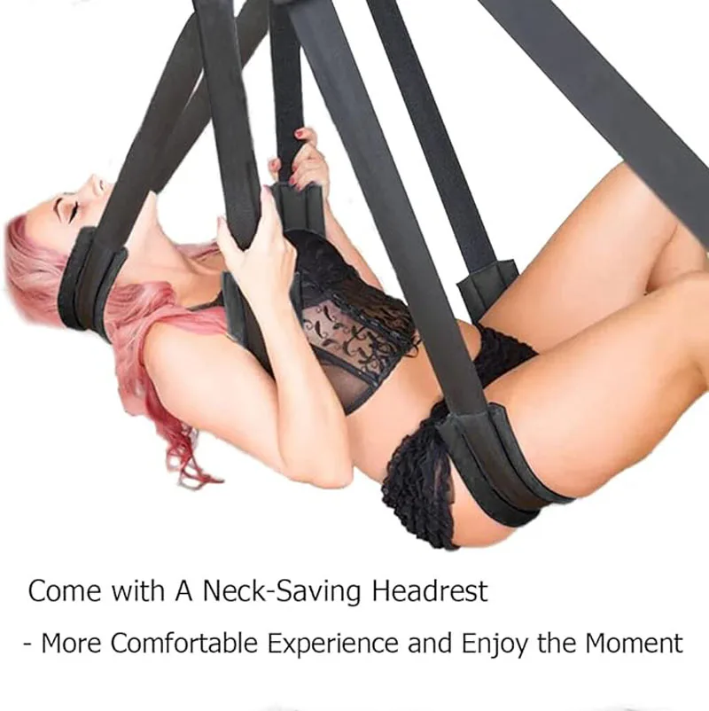 Sex Swing, 360 Degree Spinning Sex Swing with Headrest Dual Hook Sling Adult Games Adventure Toys for Naughty Couple