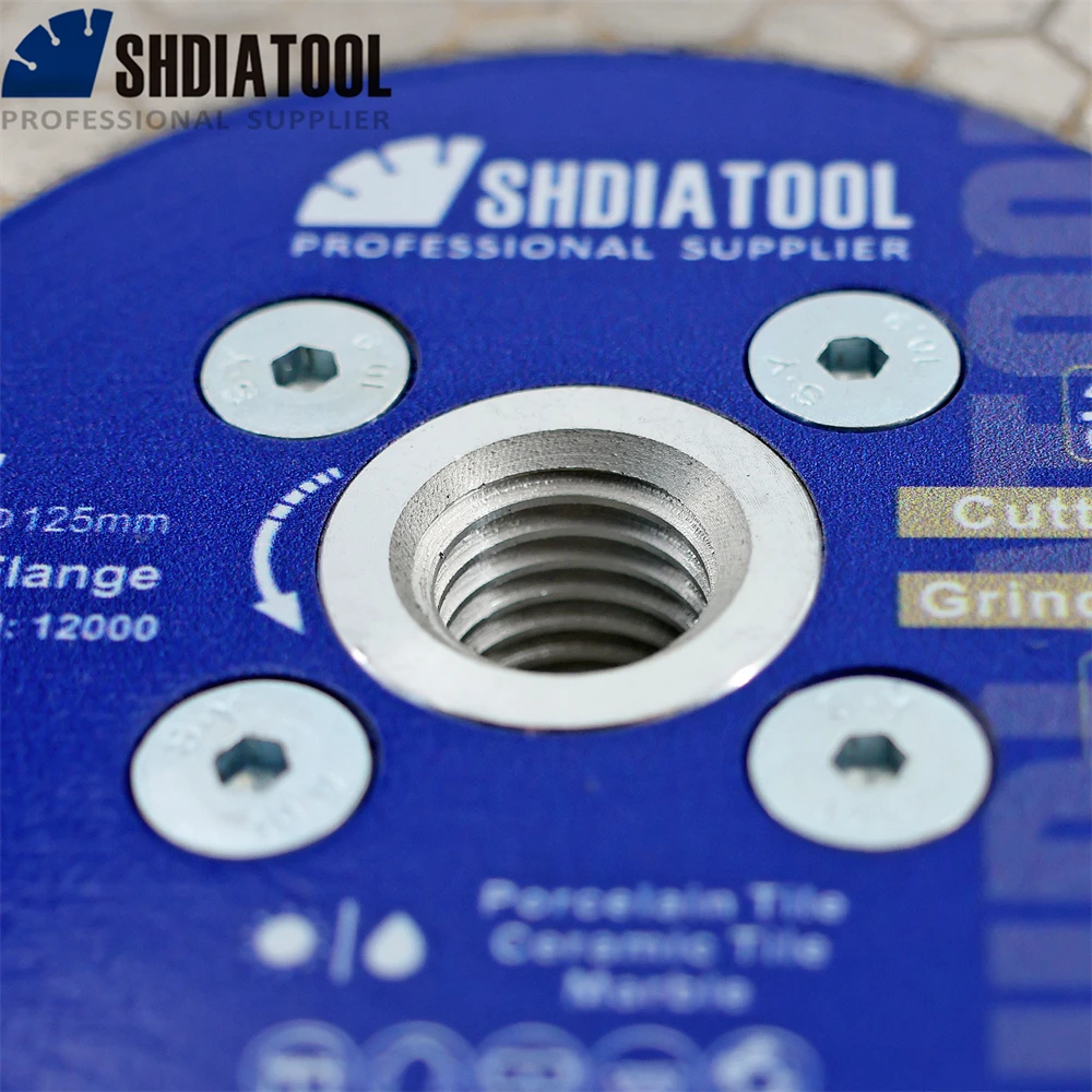 Imagem -03 - Shdiatool-disco de Corte de Diamantes Rebolo com Flange Grão de Mármore Cortador de Azulejos Lâmina de Serra Sextavada Dupla Face 105 mm 115 mm 125 mm 1pc