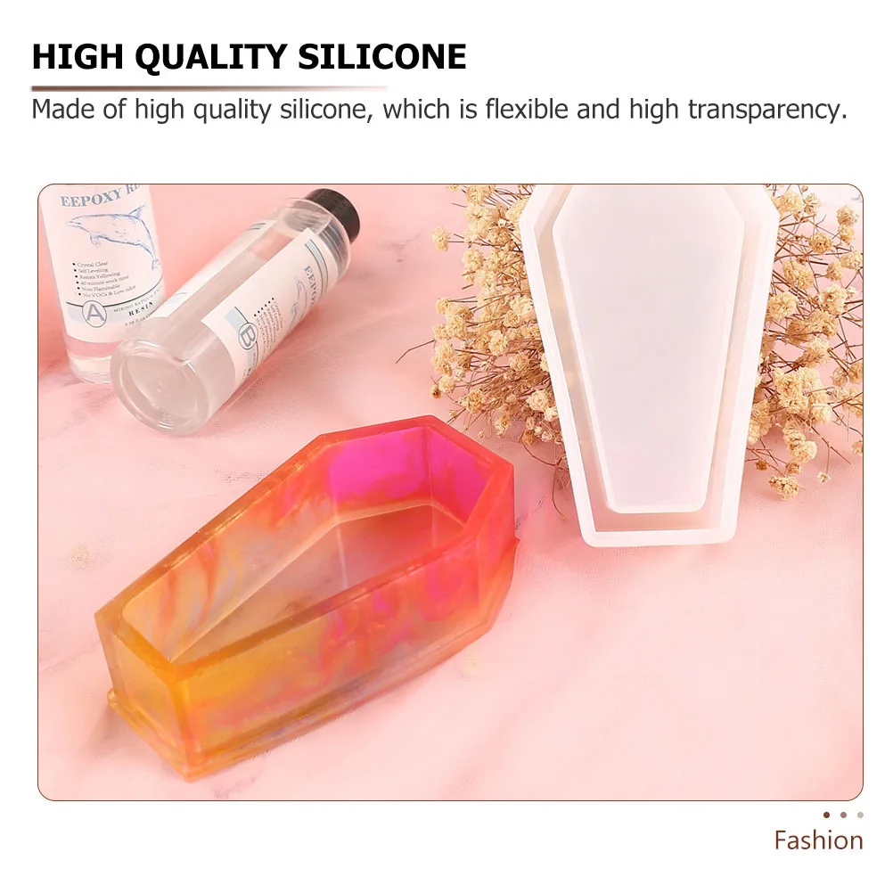 1 مجموعة نعش شكل قالب من السيليكون السلس مرنة عالية الشفافية قابلة لإعادة الاستخدام هالوين DIY بها بنفسك الحرفية قطرة الراتنج قالب الكريستال الغراء