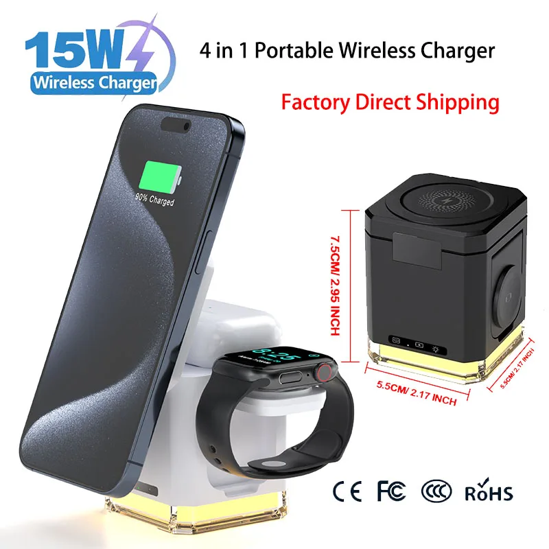25W Qi2 3 in 1 Touch Rotation Magsafe Magnetic Wireless Charger for Android iPhone Fast Charging Dock Station for Apple iWatch