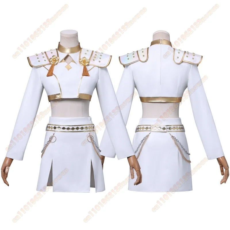 MINISO высокое качество Зои Косплей Костюм Парик Белая кожаная юбка-униформа Хэллоуин Карнавальная вечеринка Comic-con Ролевой наряд
