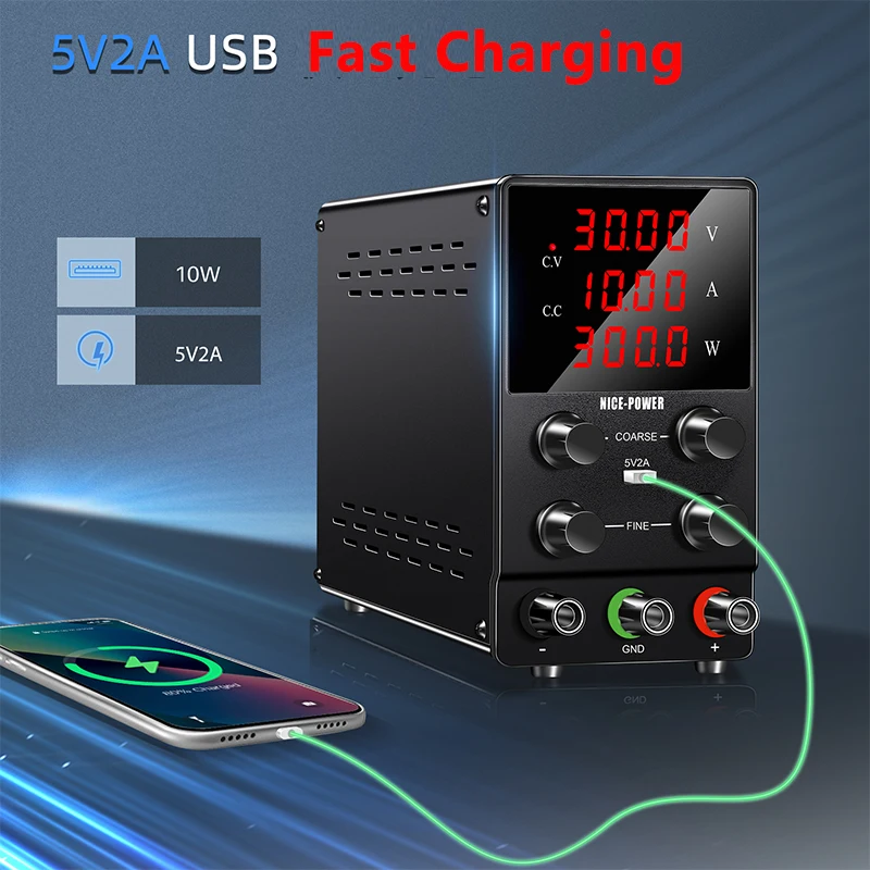 DC Power Supply Variable 30V 10A Adjustable Switch DC Stabilizer Power Supply 5V/2A USB Port Coarse And Fine Adjustment SPS-3010 image 5