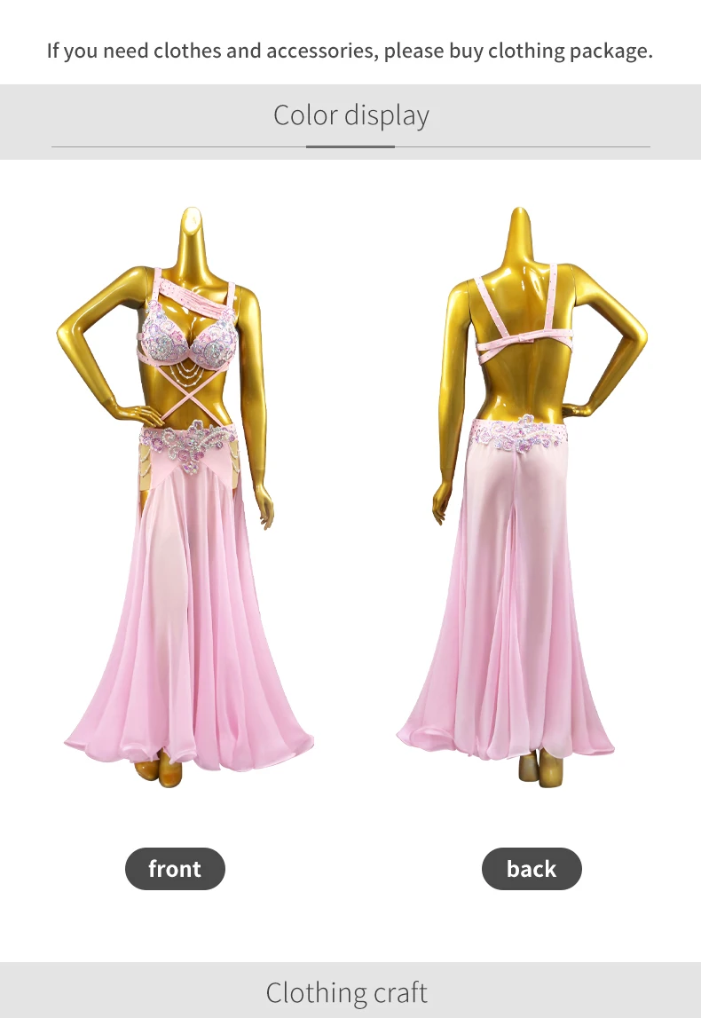Damen-Abendkorsett, orientalisches Kostüm für Mädchen, Tanzanzug, Bauchtanzkleid, Bühnen-Tanzkleidung, Bauchtanz-Praxis-Outfit, langes Outfit – Detail 5