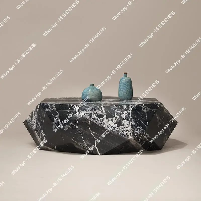 ZL Geometric Marble Coffee Table, Nordic Minimalist Design for Any Space, Heat & Scratch Resistant, Artistic, Customizable