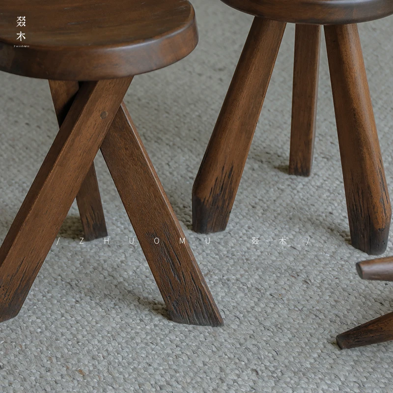 

Solid wood low stool, household small bench, children's Japanese style, quiet wind small round stool edge table