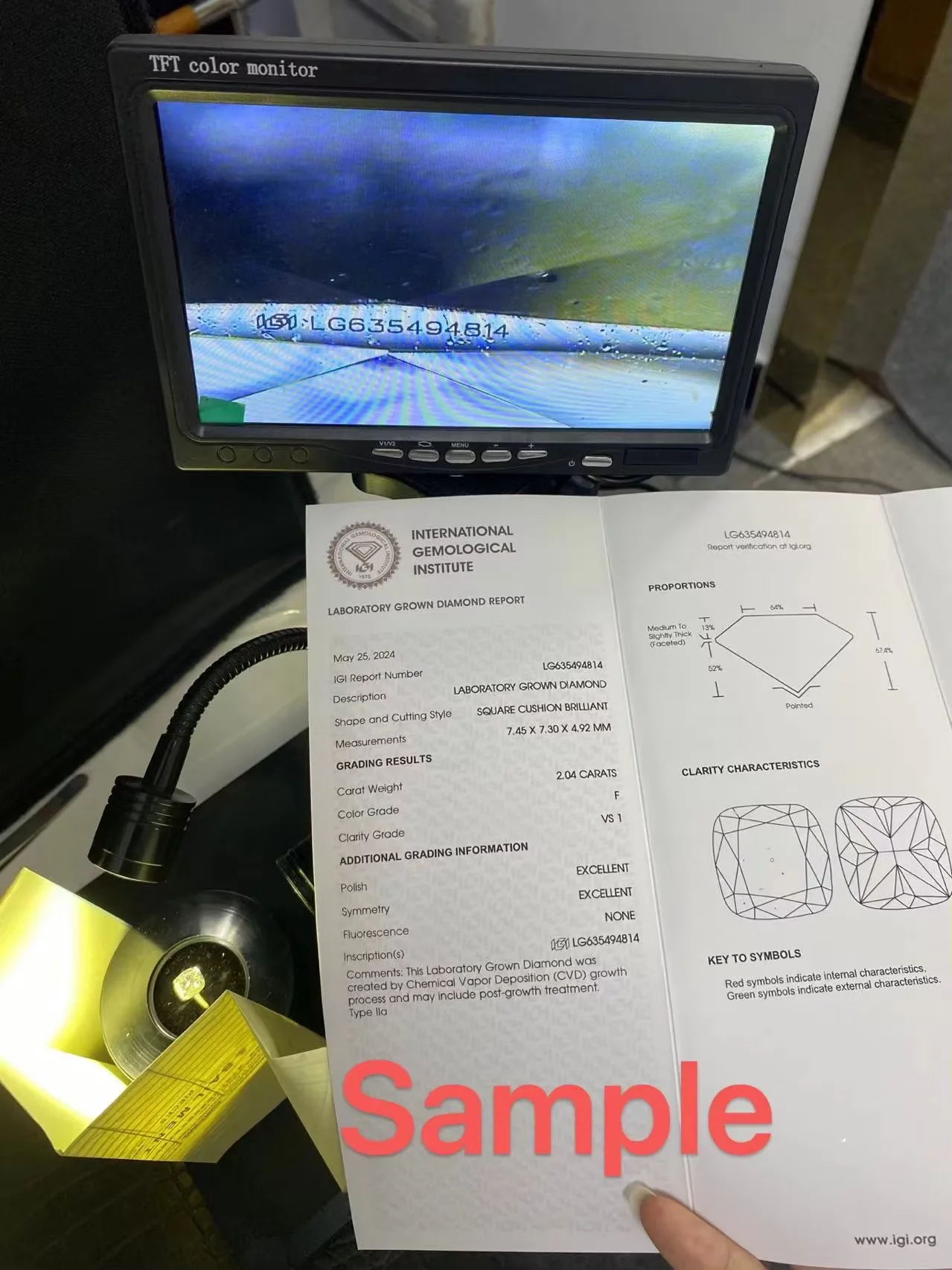 1.5CT كل قطع الزمرد CVD HPHT DEF VS مختبر نمت الماس IGI وأقراط البلاتين 950 سوليتير أقراط الماس للنساء #3