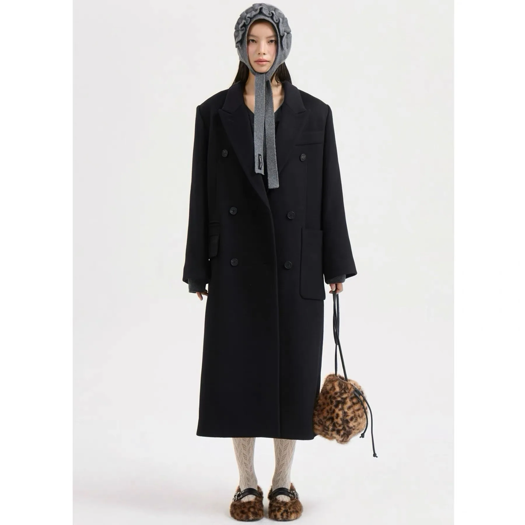 

Lemon Cheese LUC25 Winter Faion Woolen Coat Long Double-breasted Thiened Suit Collar Camere Coat Commute Sle Long Sve