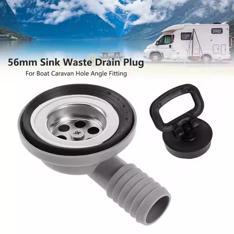 1pcs Caravan Sink Waste Drain Plug Right Angle Double Layer Filter Drain Fitting For Boat Caravan Motorhome RV Accessory