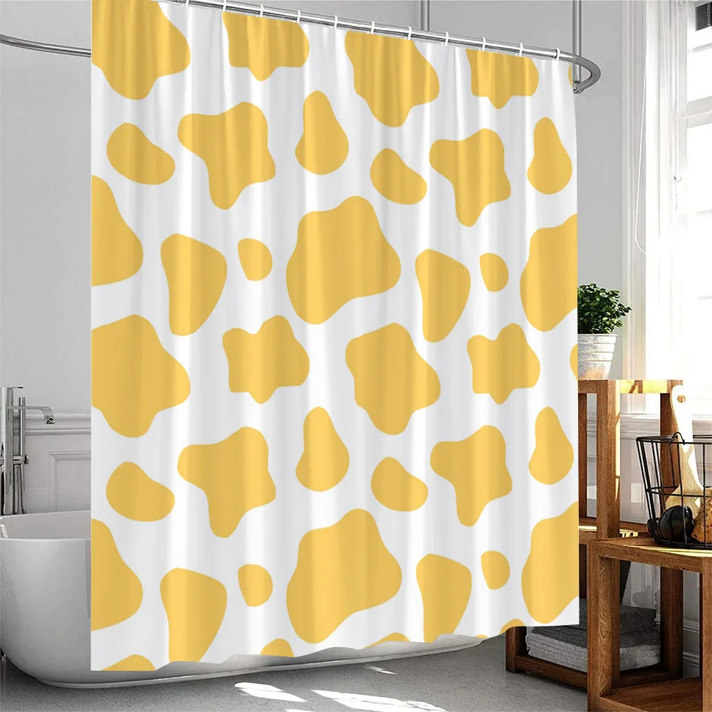 Cow Pattern Colorful Shower Curtain Black Yellow Red Pink Bathroom Decor Modern Minimalist Polyester Fabric Bathtub Curtain