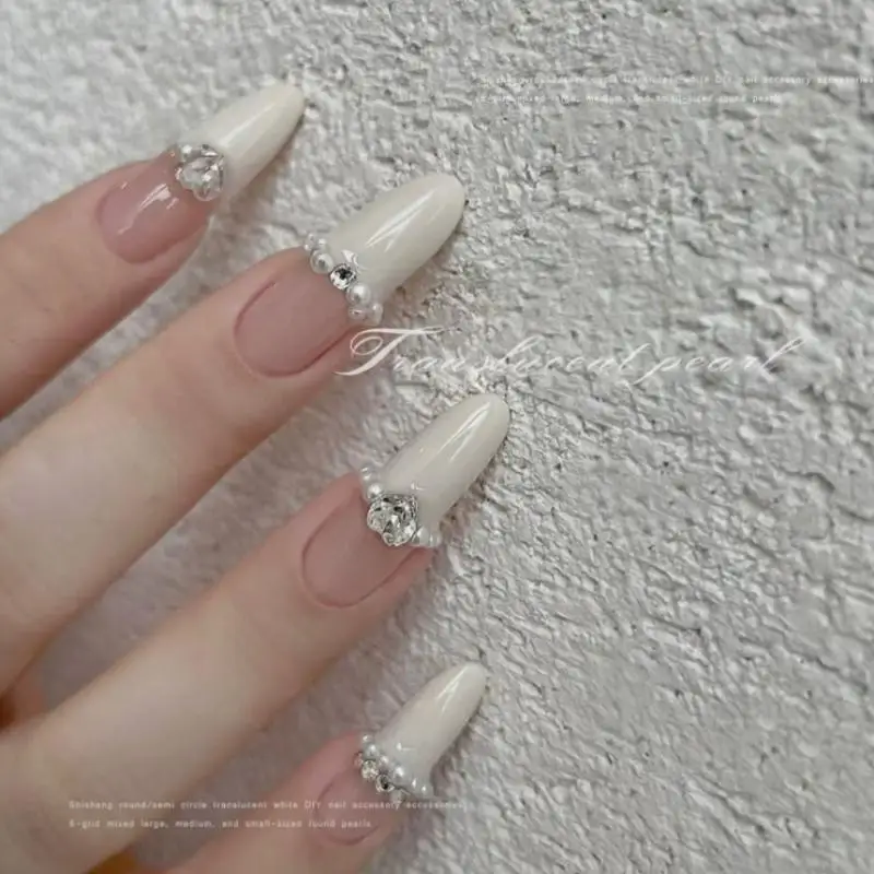 12 rejillas de perlas de fondo plano mezcladas, diamantes de imitación semicirculares, decoración de uñas 3D, joyería para uñas, abalorio para manicura artística