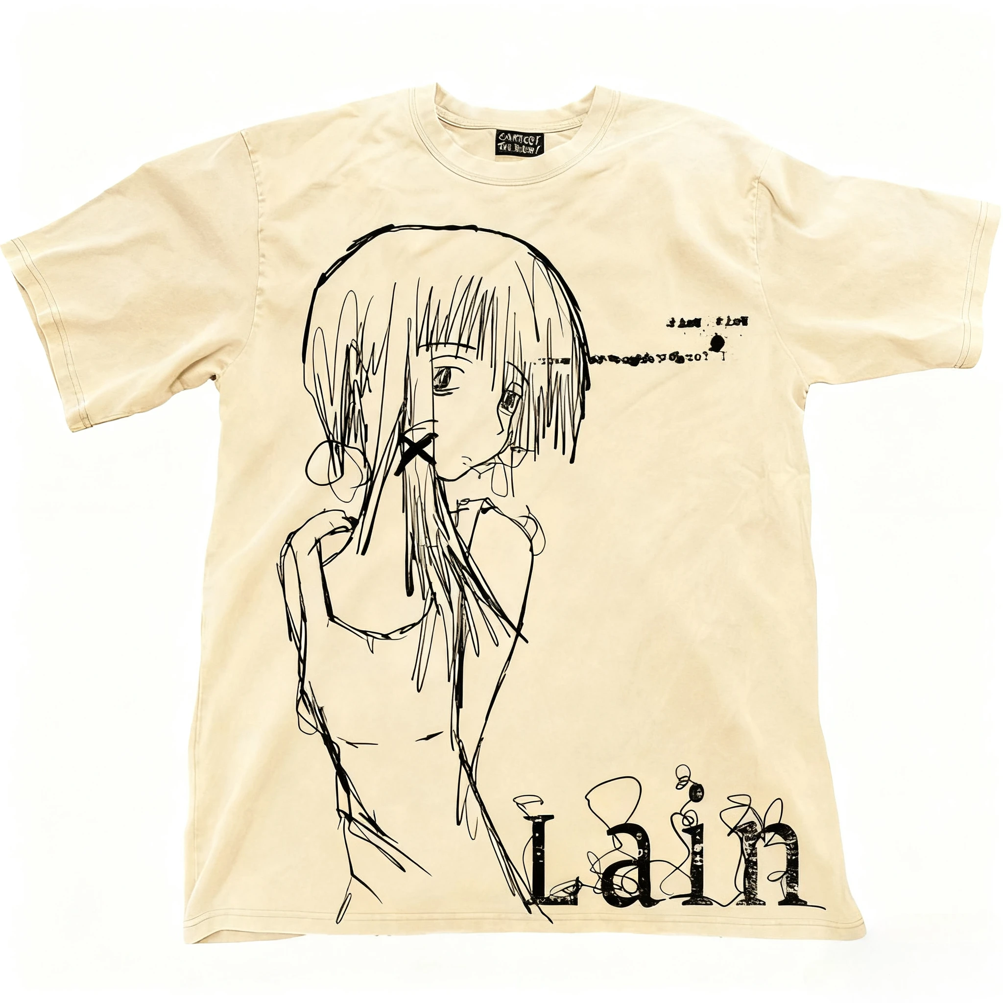 Lain جرافيك طباعة الخريف القطن للجنسين تي شيرت قصير الأكمام الشارع أزياء الاتجاه الملابس الشارع نمط الشتاء الملابس الداخلية #3