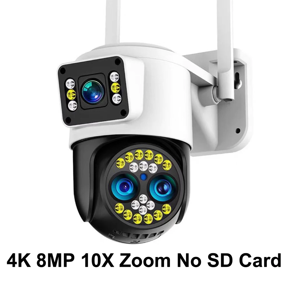 HONTUSEC Yoosee 4K 8MP Drei Objektiv Dual Bildschirme 10X Optischer Zoom Farbe Nachtsicht Auto Tracking Zwei-wege Audio Überwachung Kameras 3