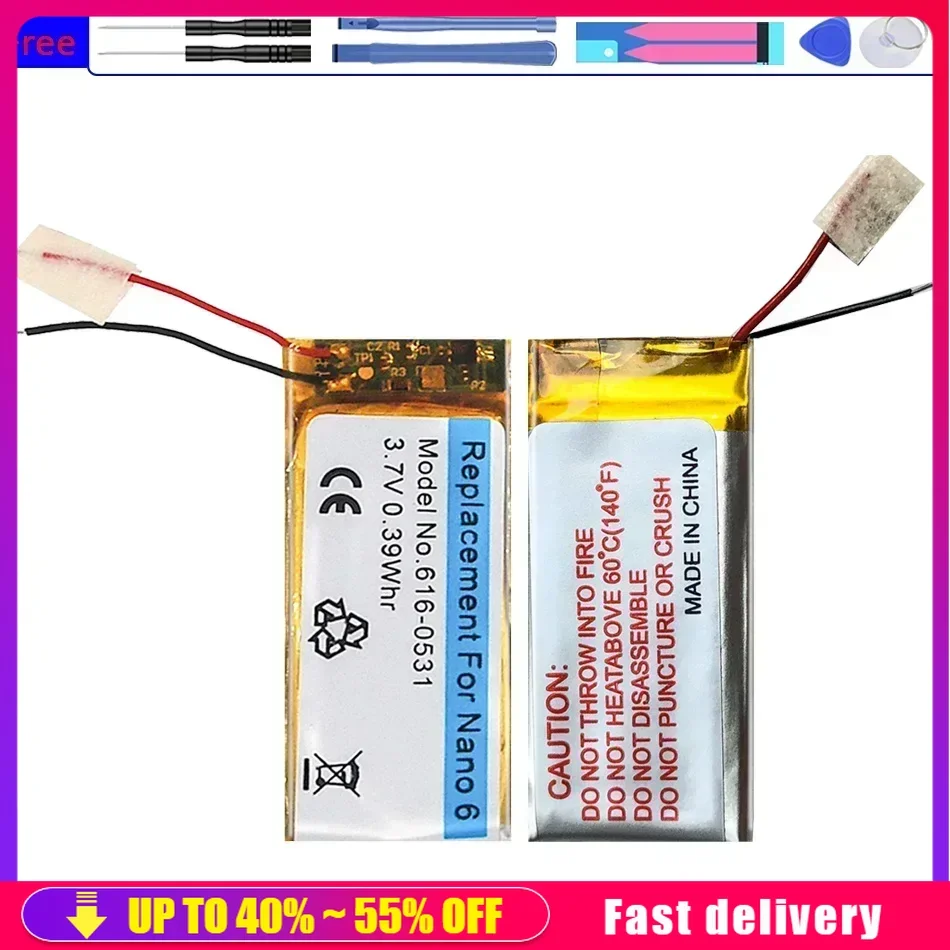 Mobile Phone Batteries MP3  616-0531  330mAh For Apple iPod Nano 6 Nano6 6th Gen 8GB 16GB Rechargeable Portable Battery