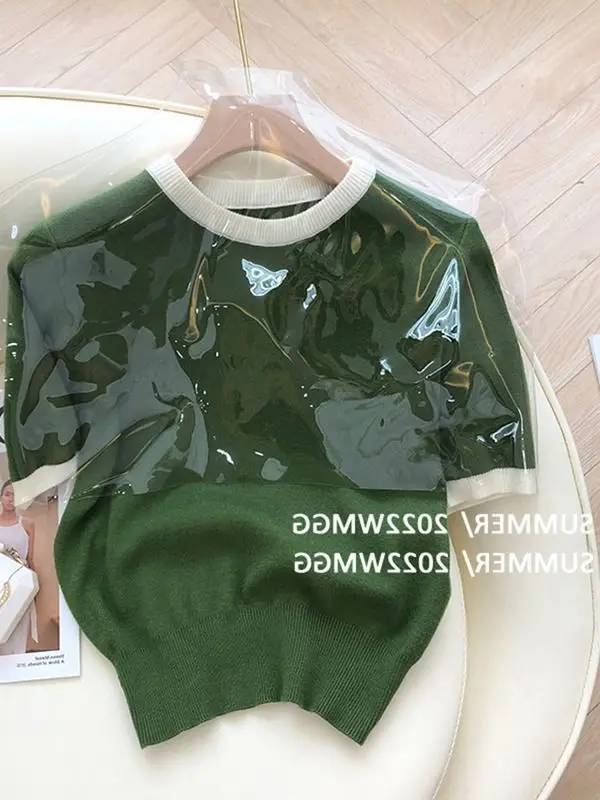 Retro Niche Loose Round Neck Short-sleeved Knit Sweater T-shirt Women Fashion 2025 Summer New Style