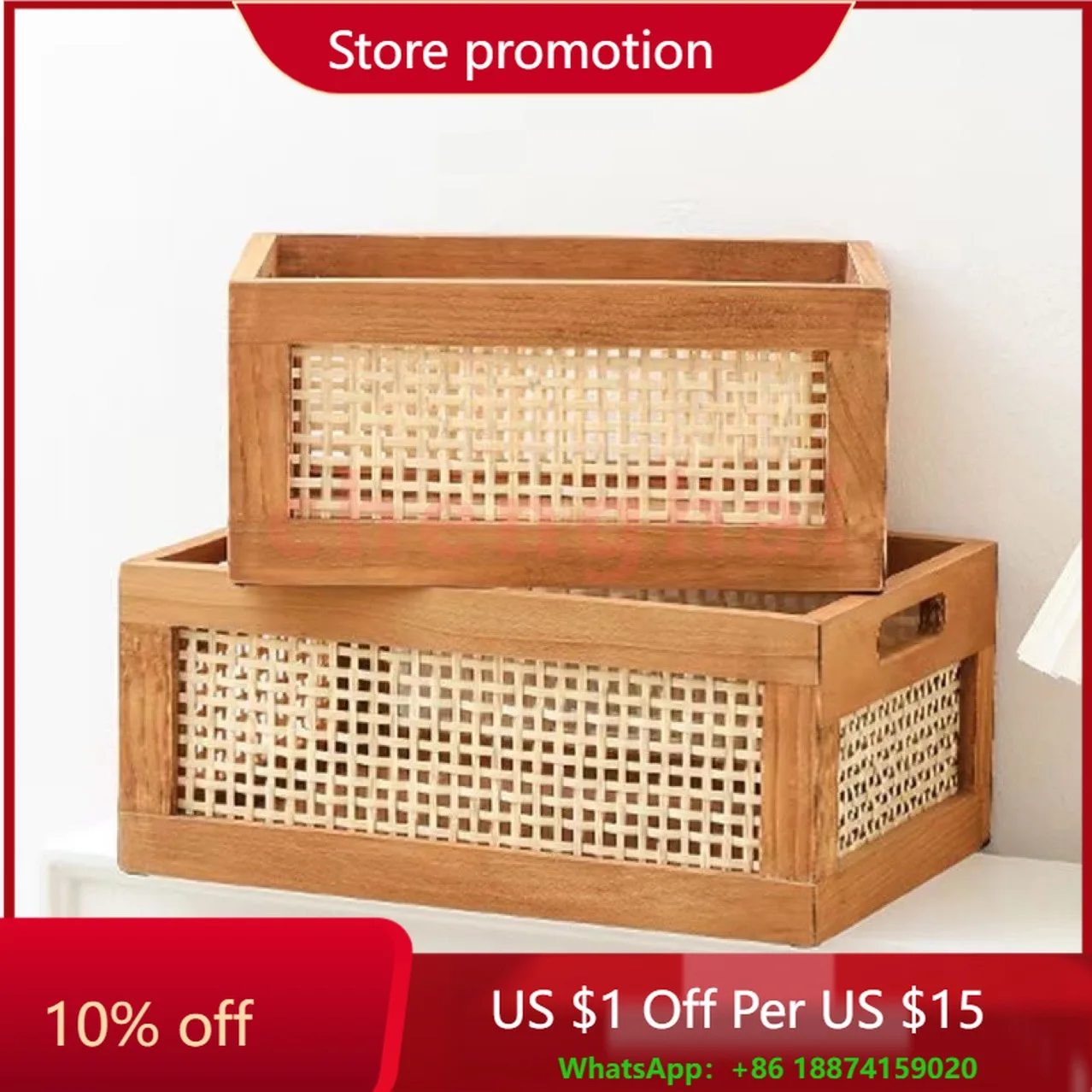 

Retro Solid Wood Storage Box Desktop Rattan Basket Book Snacks Fruit Cosmetics Organizer Boxes Home Bathroom Kitchen Basket