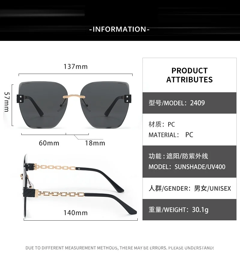 Neue Retro-Sonnenbrille im Farbverlauf mit Schlichten Kanten im Kleinen-Duft-Stil für Damen, Modische Großrahmige UV-Sonnenbrille 2409 – Detail 3