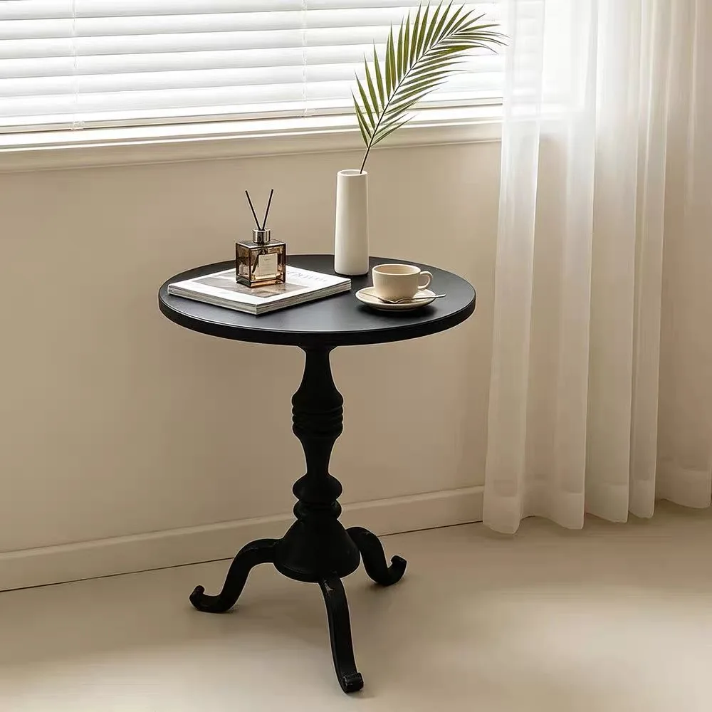 Vintage Round Side Table Rustic Farmhouse Accent End Table Small Pedestal Coffee Table for Living Room Bedroom - view 6