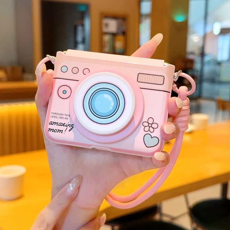 

Чехол для телефона в стиле камеры для Huawei Pura X MagSafe, магнитная воздушная подушка, ремешок-подставка, милый розовый высококачественный противоударный чехол для ПК