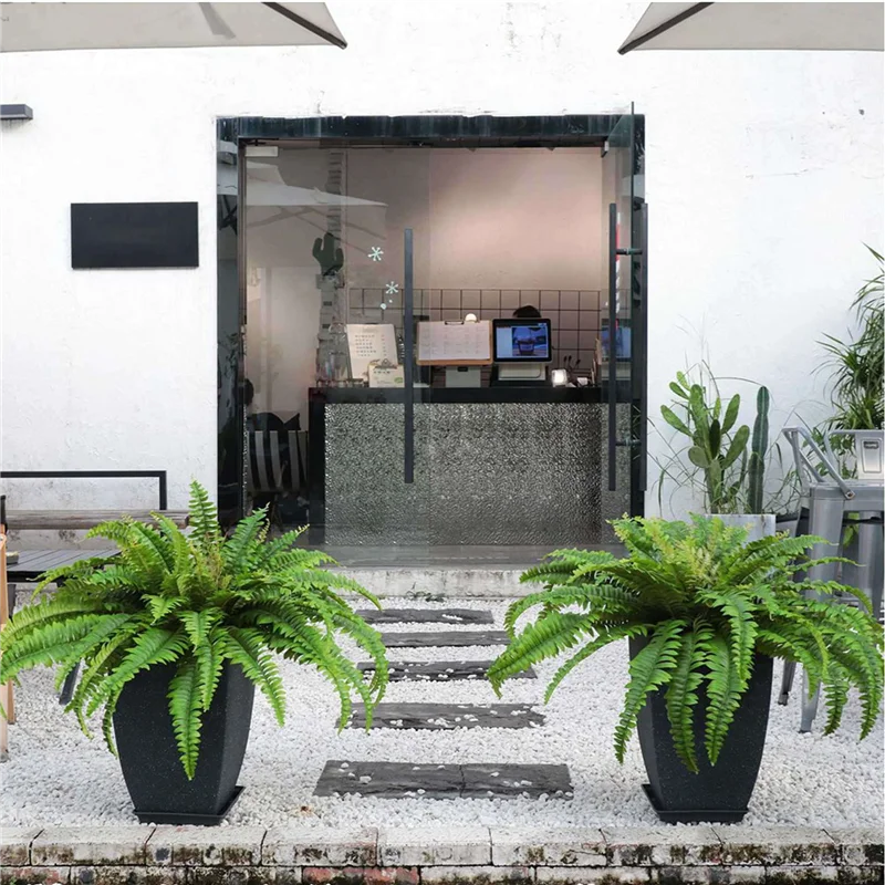 

A38Q-2X Artificial Ferns For Outdoors & Indoors,Large Faux Ferns Fake Boston Fern Plant For Planter Garden Porch Entrance A