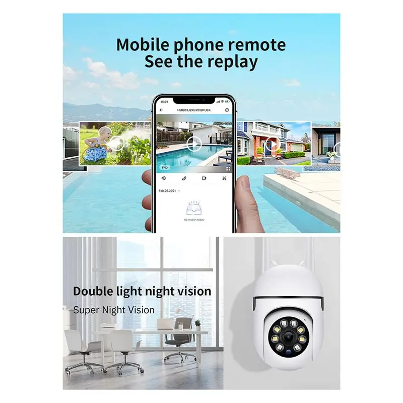 SWXF A7 ミニワイヤレス監視カメラ 360度インターコム 1080P HD ホームWiFiセキュリティ保護モニター