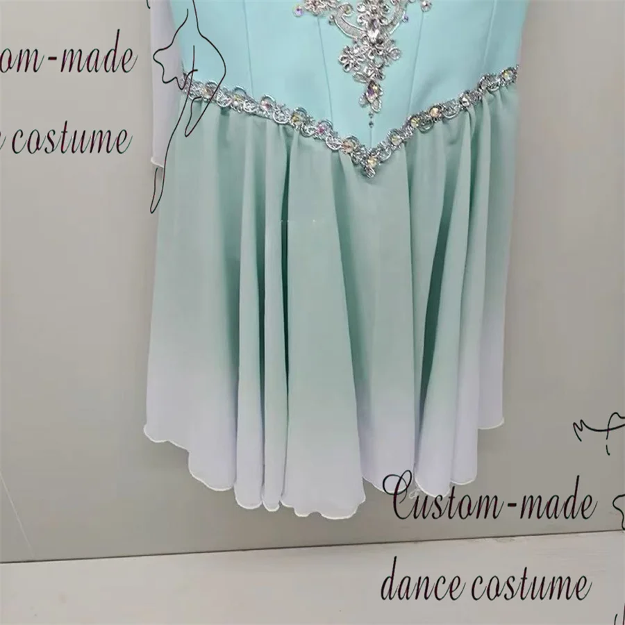 Nuovo design Dimensioni personalizzate Colore personalizzato Abbigliamento da prestazione per ragazze per bambini Abito da balletto lirico verde lago contemporaneo