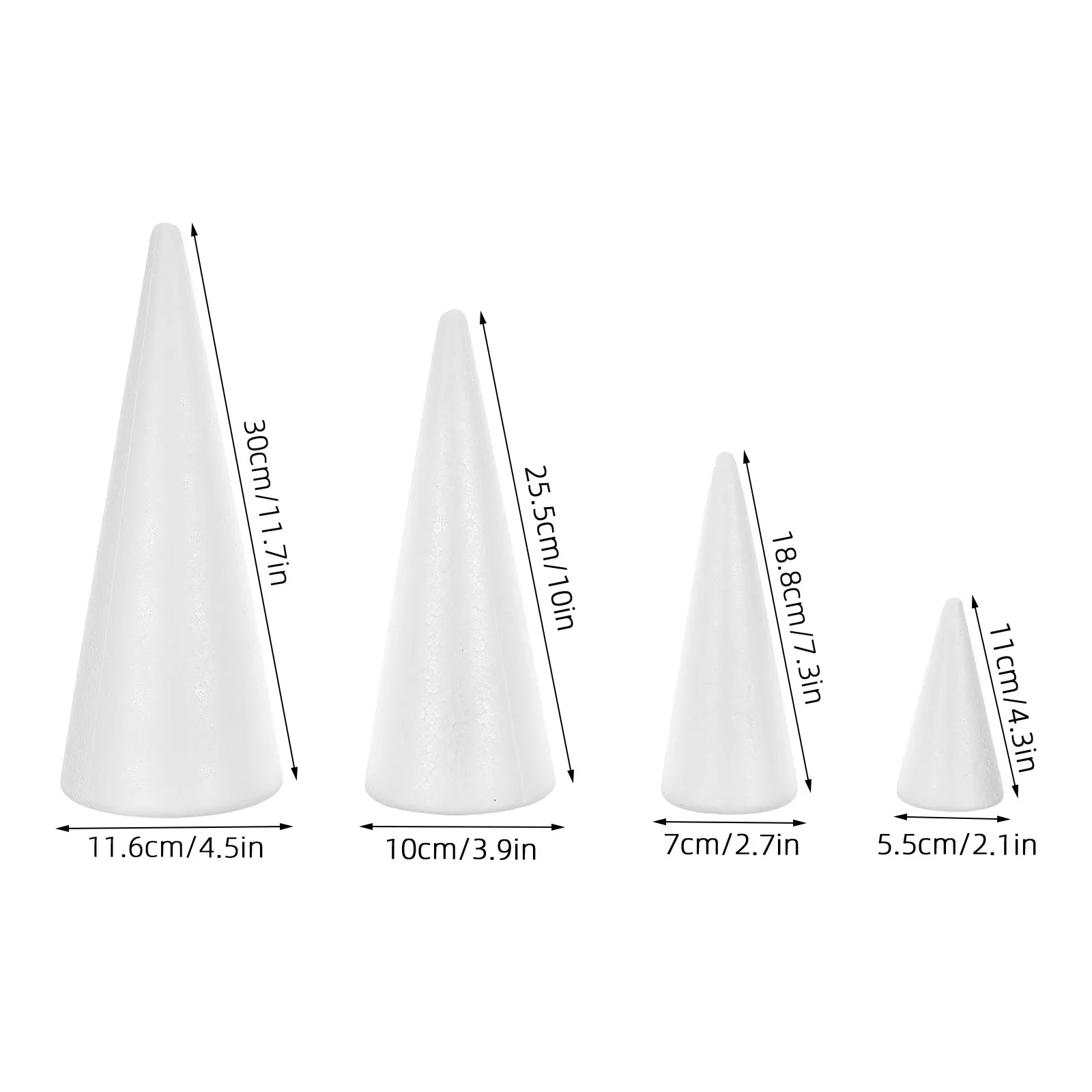 10Pcs Foam Cones Craft Foam Cones Small Lightweight Stable Structure Paintable Ribbon Wrap Ready for Christmas Crafts Supplies view 3