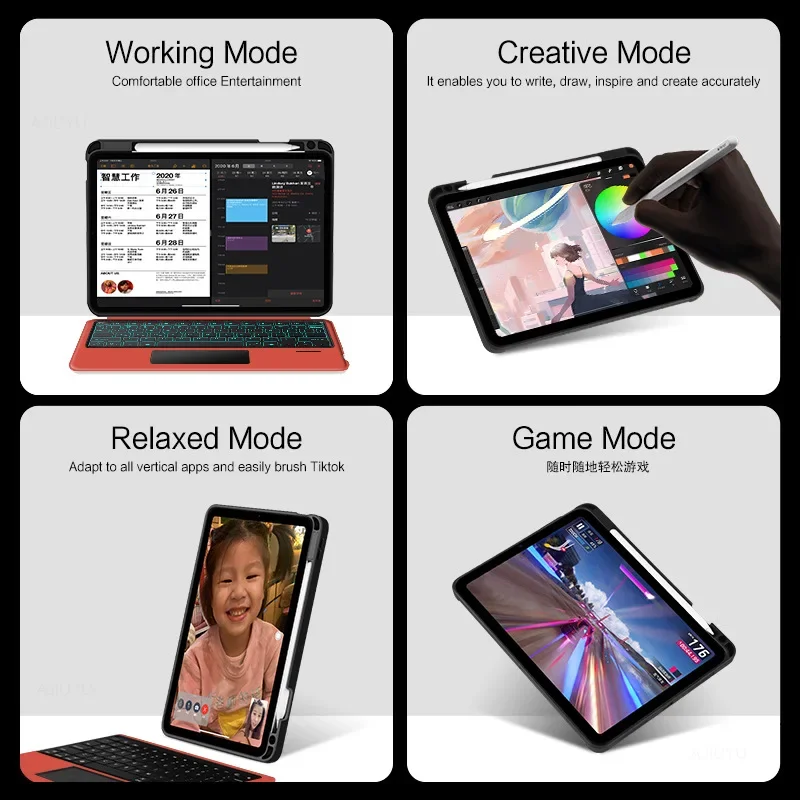 블루투스 매직 키보드 케이스, iPad Pro 12.9 매직 블루투스 키보드, Air5/4 백라이트 분할, 수평 및 수직