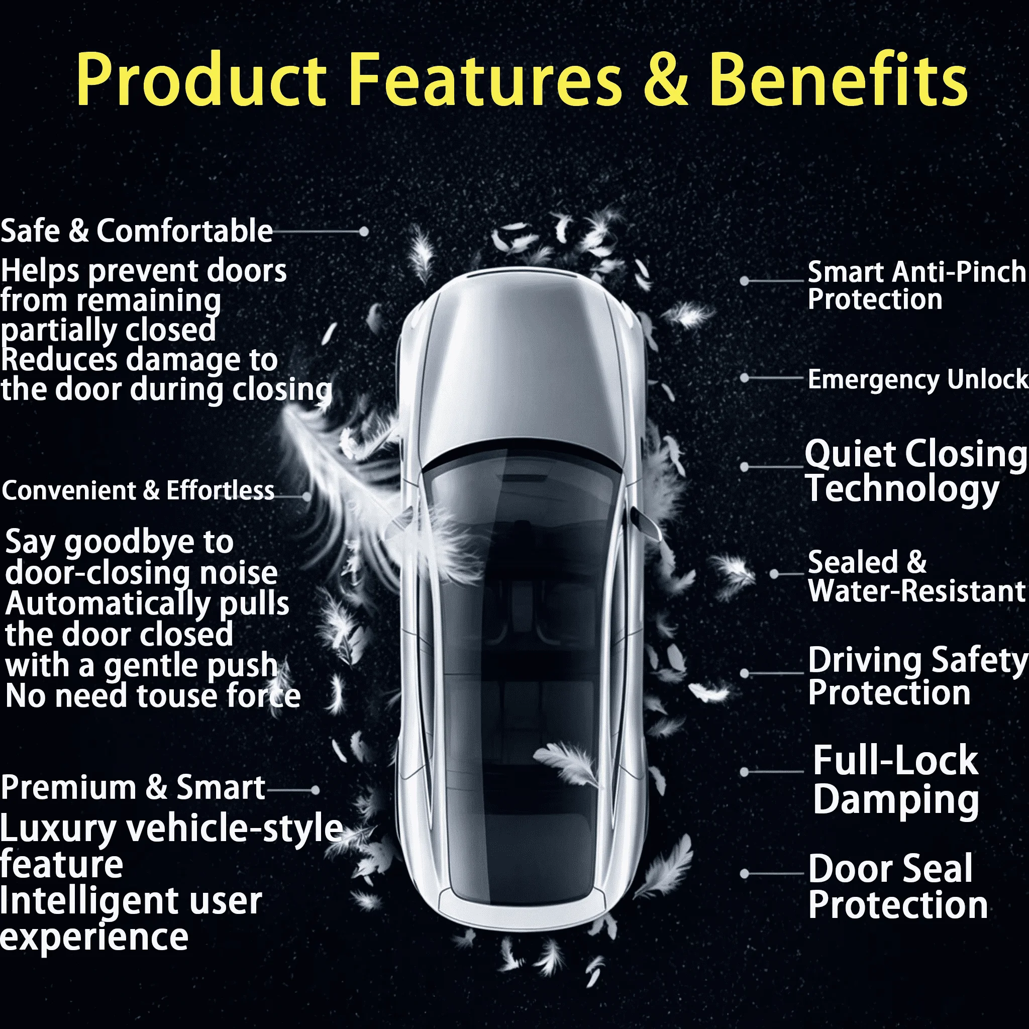 for Toyota Avalon XX50 2019-2024 Electric Suction Soft Close Door Kit Smart Anti Pinch Auto Cinch Latch System No Slam Silent view 3