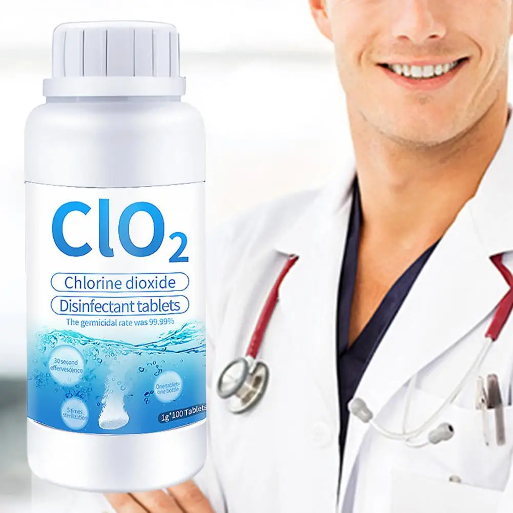100 قطعة/زجاجة دائم مريحة أقراص ثاني أوكسيد الكلور الوقت إنقاذ حمام سباحة محمول تنظيف الكيميائية اللوحي