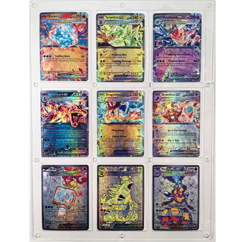 Juego de tarjetas Flash coleccionables de dibujos animados de Pokémon, set de 9 unidades, Diy Ex, autocontrol, Ptcg, colección de firma, regalo de Anime, Flash de Color