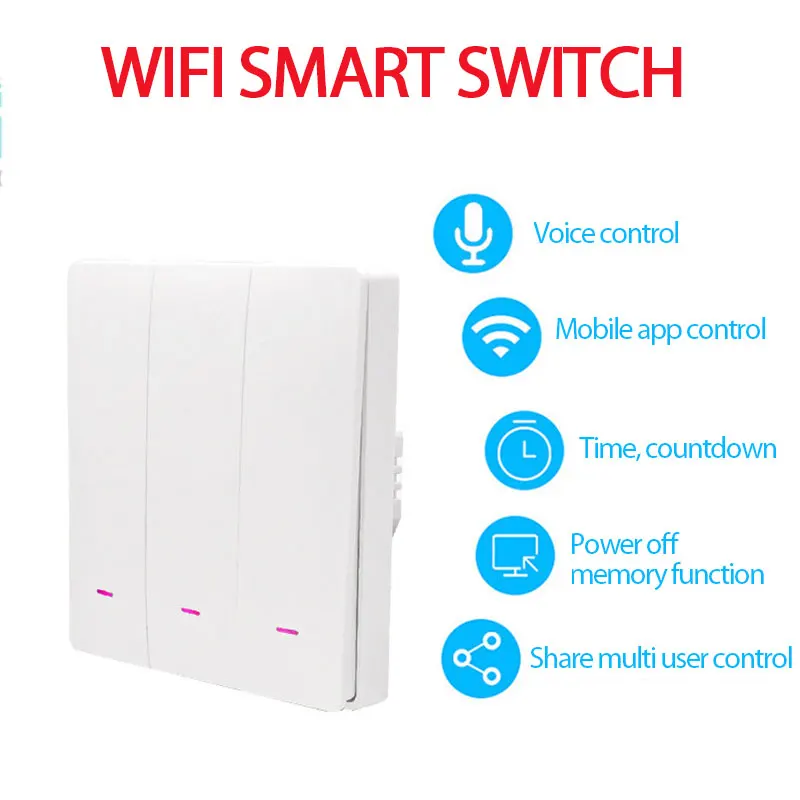 Tuya WiFi สมาร์ทสวิทช์ 1/2/3 GANG EU 10A ไร้สาย PUSH ปุ่มฉาก Wall Light สวิทช์จับเวลา Smart Life สําหรับ Alexa Home