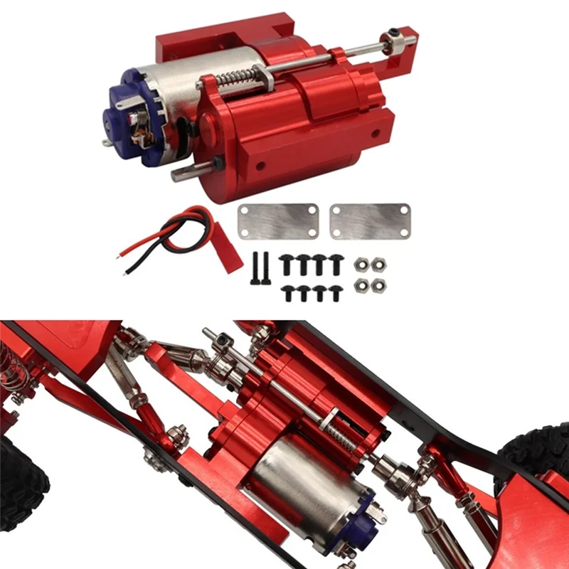 Caixa de transmissão metálica de 2 velocidades, vermelho, para wpl c14, c24, b14, b24, mn, d90, mn98, mn99s, peças de atualização do carro rc