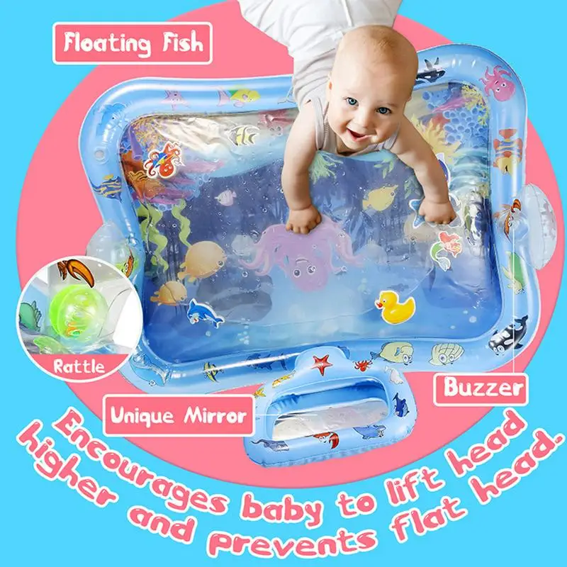 Esteira de água inflável para bebês, PVC Play Mat para crianças e bebês, Play Mat para meninos e meninas