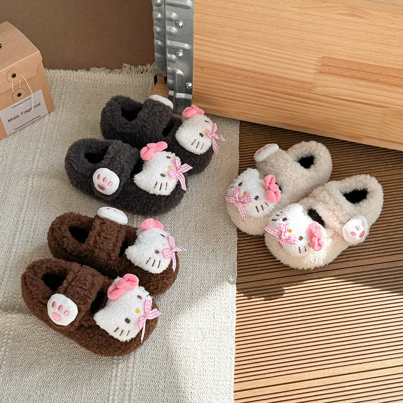 

Sanrio Girl Hello Kitty Kawaii, модная зимняя хлопковая обувь на флисовой подкладке, студенческая детская теплая хлопковая обувь Mao Mao, новинка