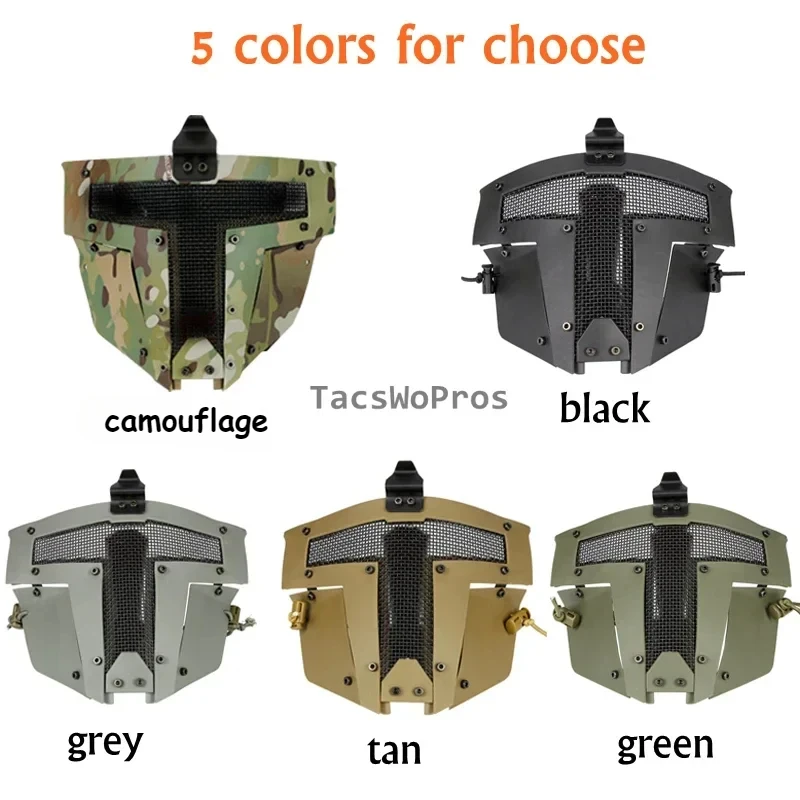 Tactical Full Face Mask Protective Steel Mesh Shooting Airsoft Face Mask Combat Protector Use with Fast Helmet
