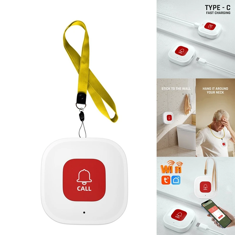 2 Set Tuya Wifi Smart SOS Call Button Phone Alert Transmitter Emergency Call Button