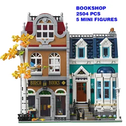 With MINI Figures Bookshop Toy Bookstore Architecture City StreetView Building Blocks Bricks Christmas Gift Compatible 10270