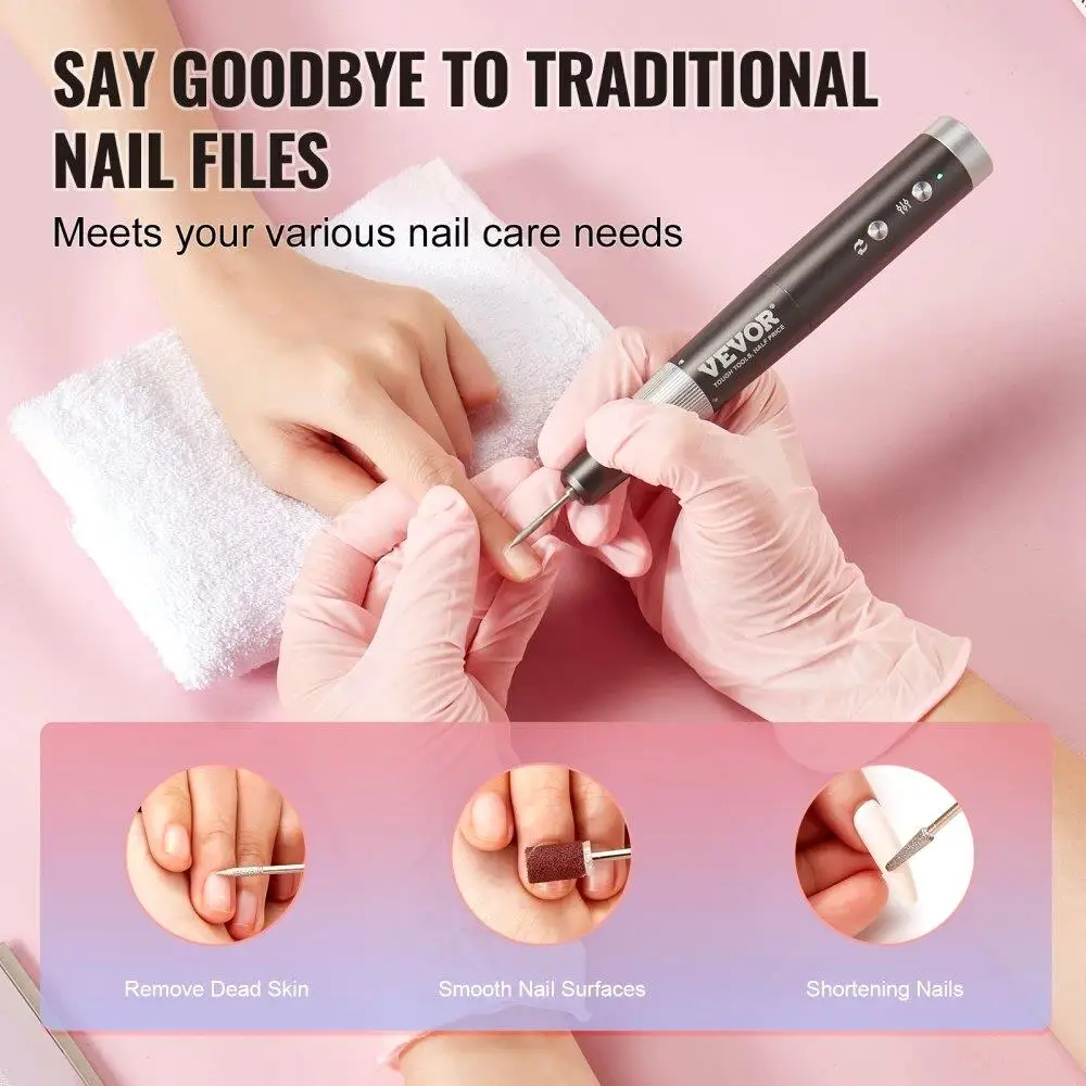 Electric Cordless Rechargeable 30000RPM Variable Nail E File Machine Portable Manicure Pedicure Polisher 50PCS