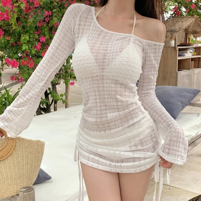 

2025 Новый однотонный комплект бикини с высокой талией, женский сексуальный купальник с перекрещивающейся спиной, купальный костюм из двух предметов для пляжа, бассейна, горячего источника