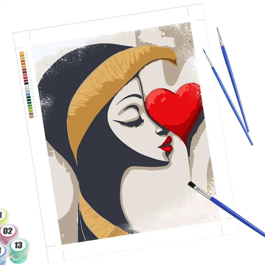 HUACAN مجموعات الطلاء حسب عدد امرأة أنيقة مجردة صورة القلب الأحمر DIY بها بنفسك النفط اللوحة أرقام Artcraft Handpaint ديكور المنزل #5