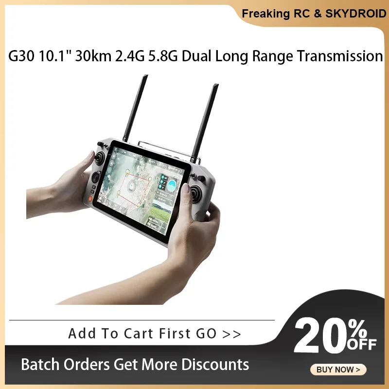 

Skydroid G30 10.1" Android FPV Transmitter 2.4G 5.8G Dual 30km Fiber HD Video, Qualcomm Platform for Racing Drones