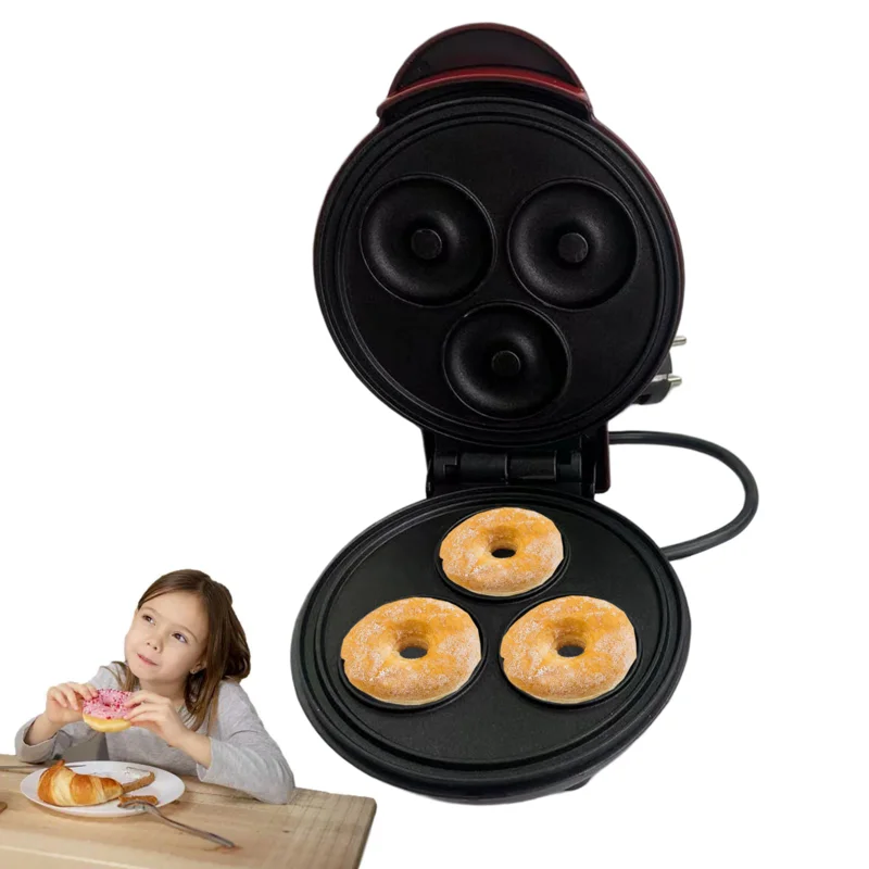 Mini Donut Maker Machine Three Holes Mini Doughnut Machine Maker Non Stick Coating Baking Supplies Kitchen Baking Accessories