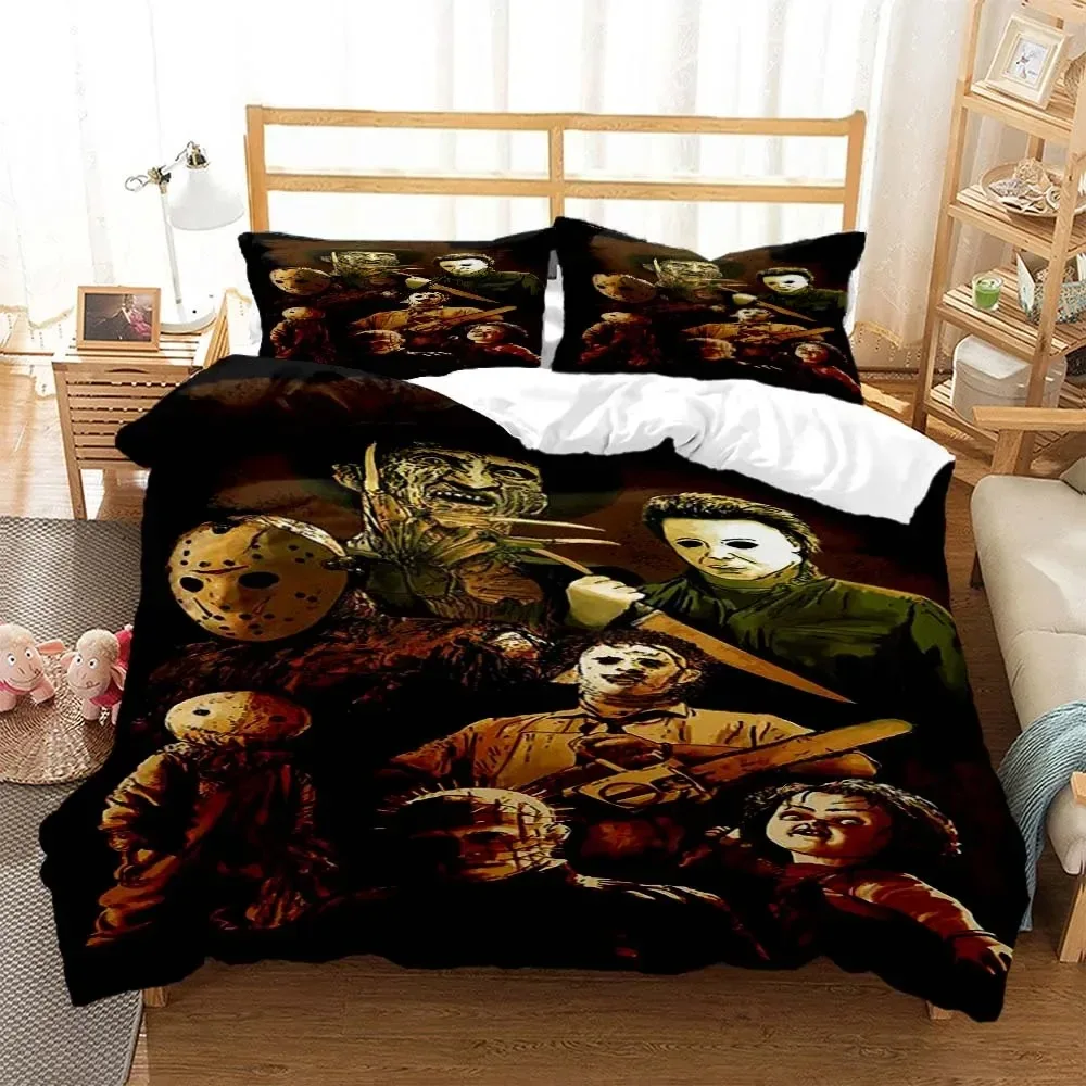 Halloween Horror Movie Clown Printed Quilt Cover Pillowcase Queen Bedding Set Bedding Set Luxury Personalized Bedding Customized