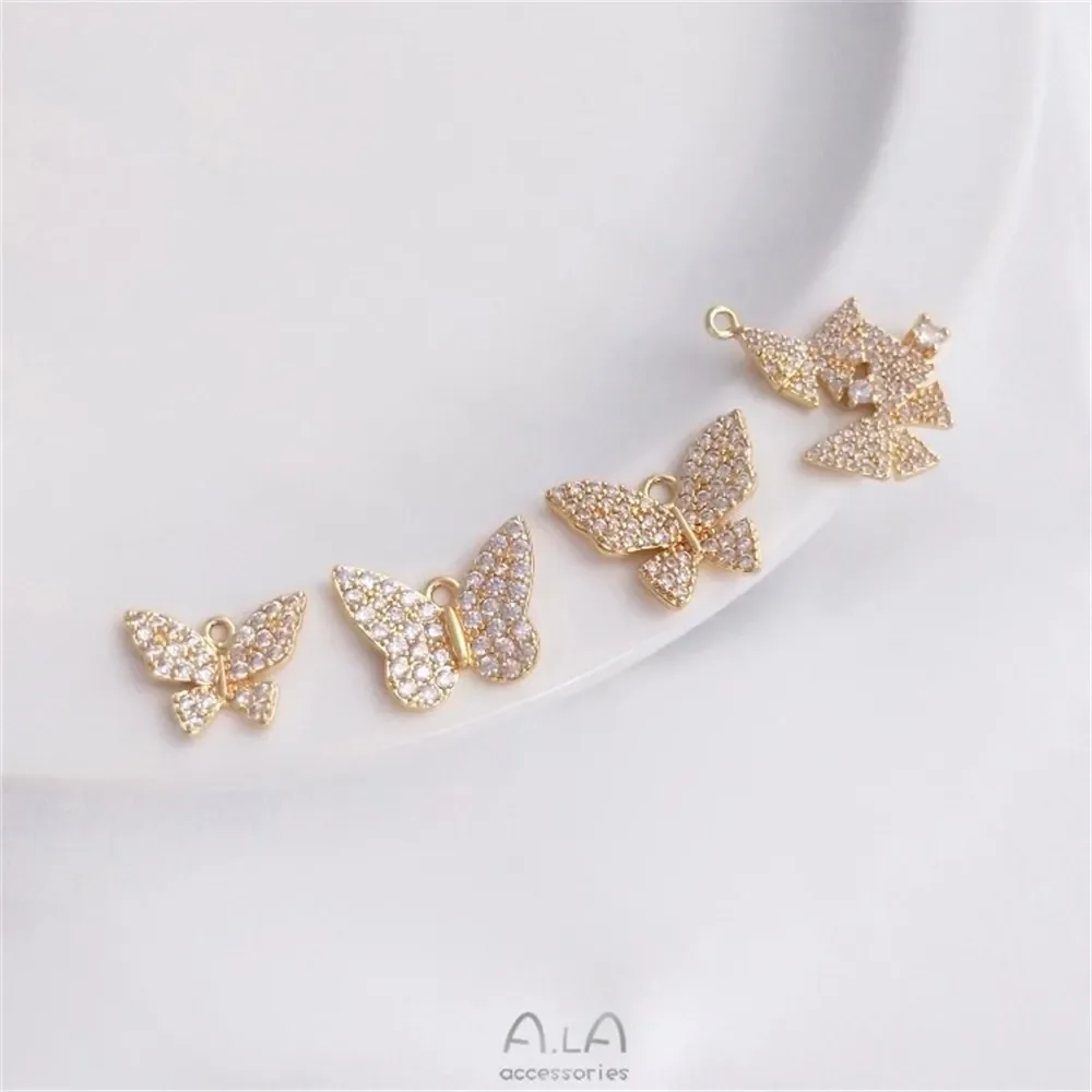 Micro-set Zirconium 14K Gold Zirconia Butterfly Pendant Series Fashion Pendant Bracelet Necklace Earrings Charm K358